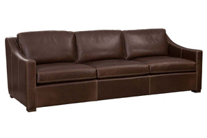 Conrad Chocolate 96 Inch "Quick Ship" Modern Top Grain Leather Pillow Back Sofa