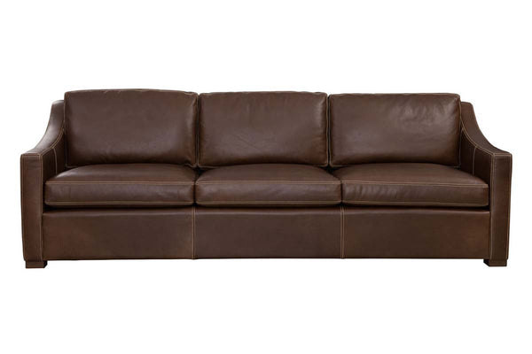 Conrad Chocolate 96 Inch "Quick Ship" Modern Top Grain Leather Pillow Back Sofa
