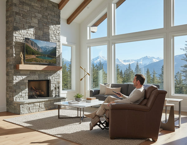 Dale Leather Power "WALL HUGGER" Pillow Back Living Room Reclining Chair