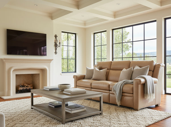 Dale 83 Inch Dual Power "Wall Hugger" Three Cushion Pillow Back Leather Sofa