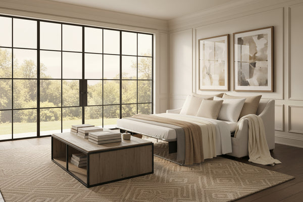 Darcy 78 Inch Fabric Apartment Queen Sleeper Two Cushion or Single Sofa Bed