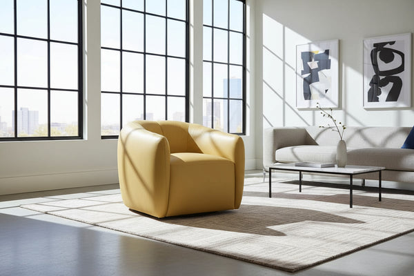 Darrin Contemporary Leather Swivel Accent Chair