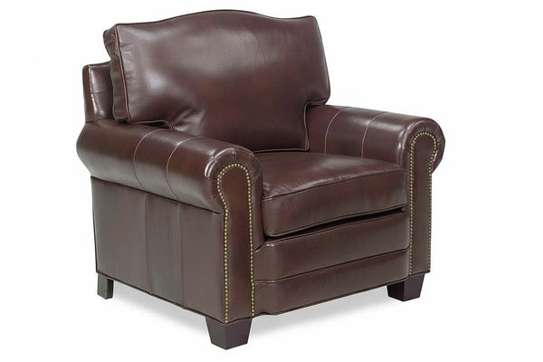 Davis Traditional Rolled Arm Leather Club Chair
