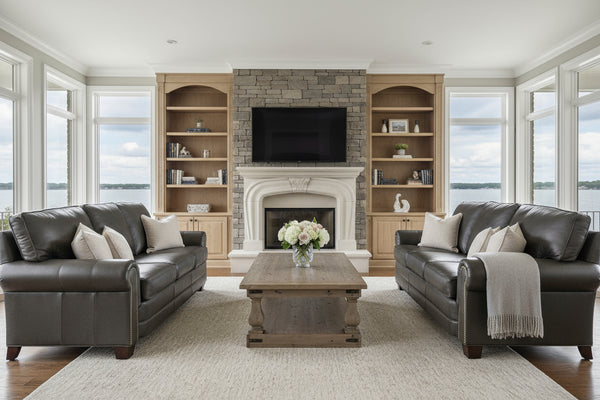 Davis 83 Inch Traditional Leather Pillowback Sofa