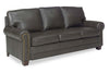 Image of Davis Classic Rolled Arm Leather Apartment Size Sofa Collection