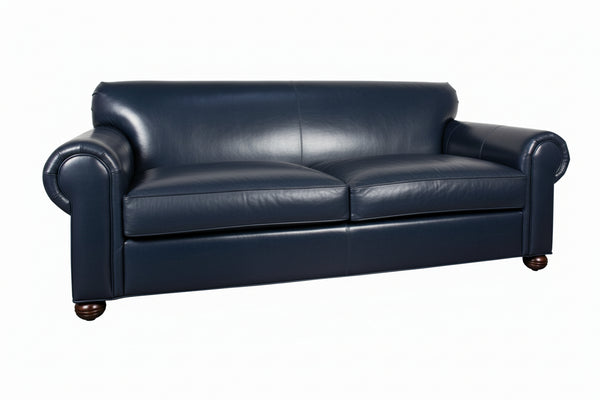 Desmond 88 Inch Rolled Lawson Arm Tight Back Leather Sofa
