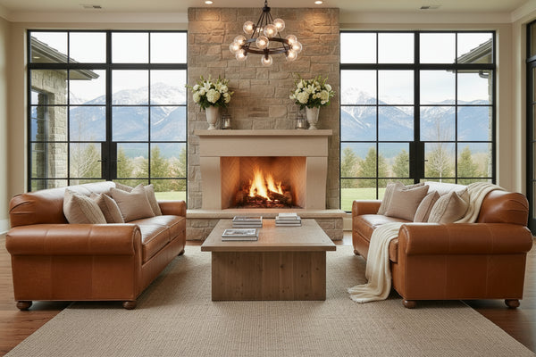 Desmond 88 Inch Rolled Lawson Arm Tight Back Leather Sofa