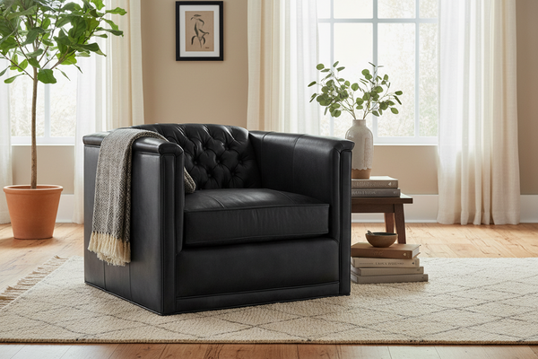 Devonshire Tufted SWIVEL Leather Club Chair