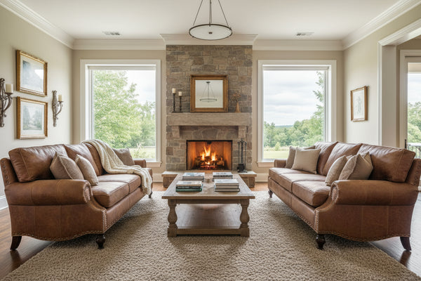 Dewey 90 Inch Oversized Rustic Leather Sofa