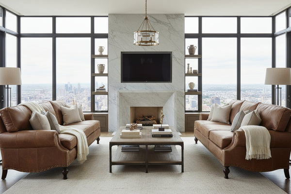 Dewey 90 Inch Oversized Rustic Leather Sofa