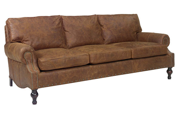 Dewey 90 Inch Oversized Rustic Leather Sofa