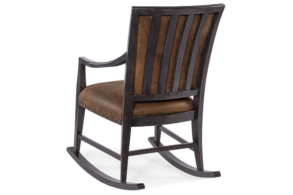 Dolly Timber "Quick Ship" Leather Rocking Accent Chair With Nail Trim