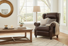 Image of Douglas "BIG MAN" Leather Bustle Wing Back Recliner With Nailhead Trim