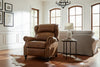 Image of Douglas "BIG MAN" Leather Bustle Wing Back Recliner With Nailhead Trim