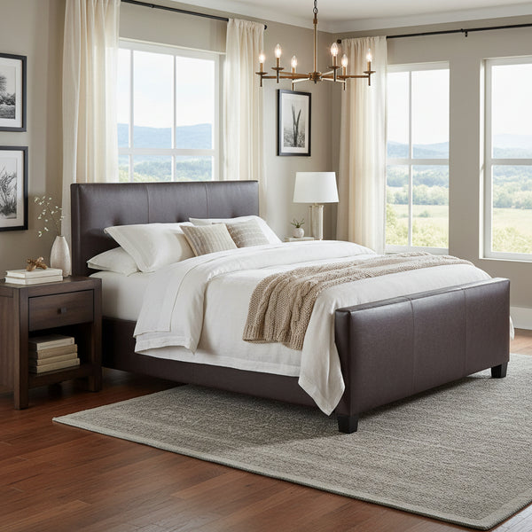 Drake "Designer Style" Leather Upholstered Panel Bed