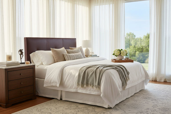 Drake "Designer Style" Leather Panel Headboard With Buttons