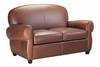 Image of Edison Art Deco Leather Rounded Back Cigar 2 Seat Loveseat