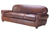 Image of Edison XL 93 Inch Leather Tight Back Art Deco Cigar Club Sofa