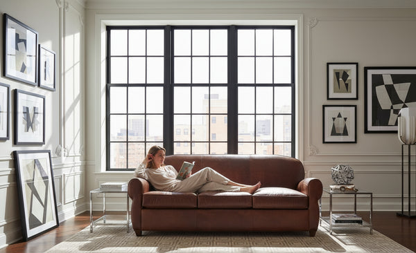 Edison Antique Art Deco Leather Couch Collection