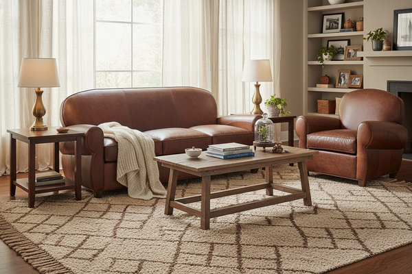 Edison Antique Art Deco Leather Couch Collection