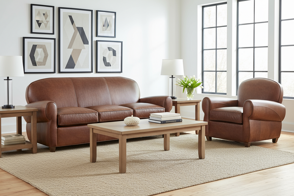 Edison Antique Art Deco Leather Couch Collection