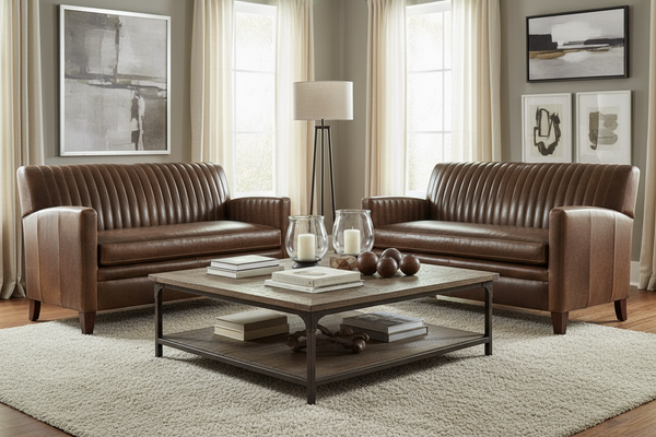 Edwin Transitional Leather Loveseat