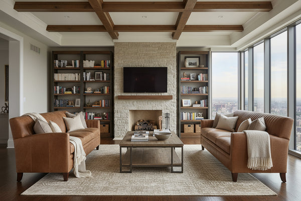 Edwin Transitional Leather 8-Way Hand Tied Furniture Collection