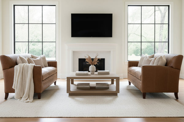 Edwin Transitional Leather 8-Way Hand Tied Furniture Collection