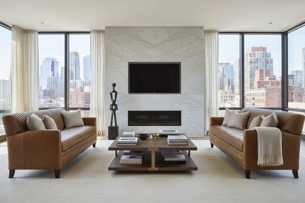 Edwin Transitional Leather 8-Way Hand Tied Furniture Collection