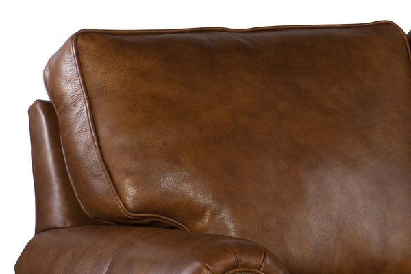 Eldred 87 Inch Sable "Quick Ship" Traditional Top Grain Leather Pillow Back Sofa