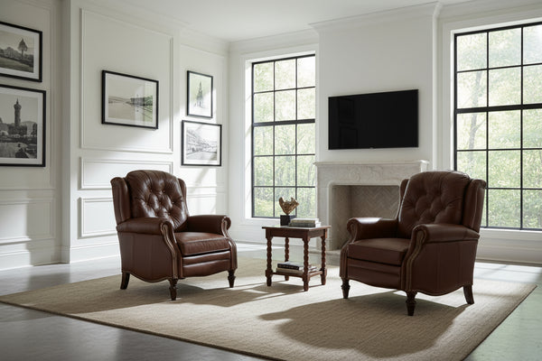 Elias Leather Recliner With Nailhead Trim