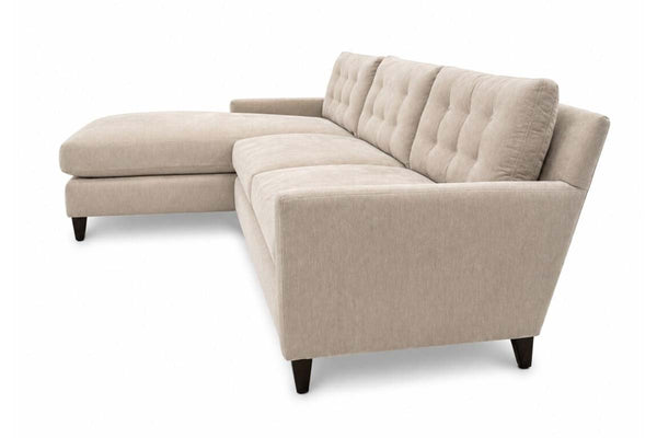 Ellie Fog 103 Inch "Quick Ship" Biscuit Back Reversible Chaise Sofa