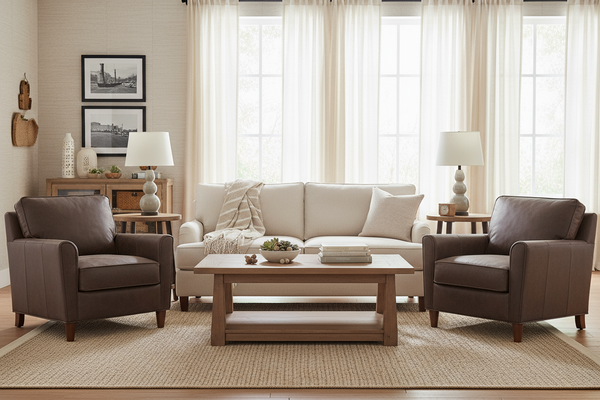 Ellis Apartment Size Leather 8-Way Hand Tied Furniture Collection