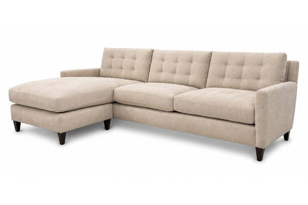 Ellie Fog 103 Inch "Quick Ship" Biscuit Back Reversible Chaise Sofa