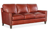 Image of Ellis 79 Inch Apartment Three Cushion Pillow Back Leather Sofa