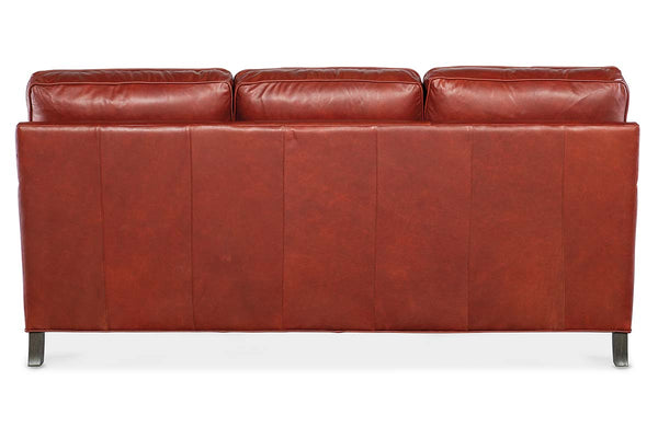 Ellis 79 Inch Apartment Three Cushion Pillow Back Leather Sofa