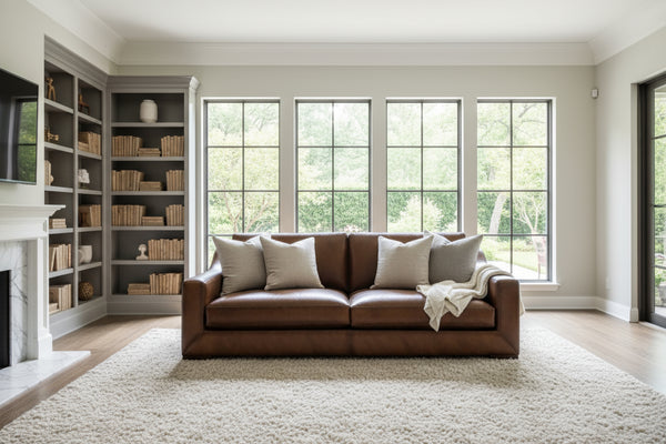 Emmett 96 Inch Contemporary "Grand Scale" Deep Seat Leather Sofa