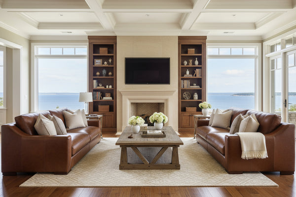 Emmett 96 Inch Contemporary "Grand Scale" Deep Seat Leather Sofa