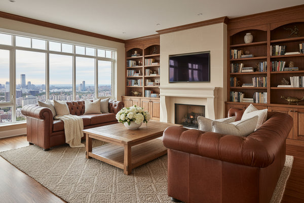 Empire 86 Inch Two Seat Chesterfield Leather Sofa