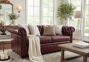 Empire 86 Inch Two Seat Chesterfield Leather Sofa