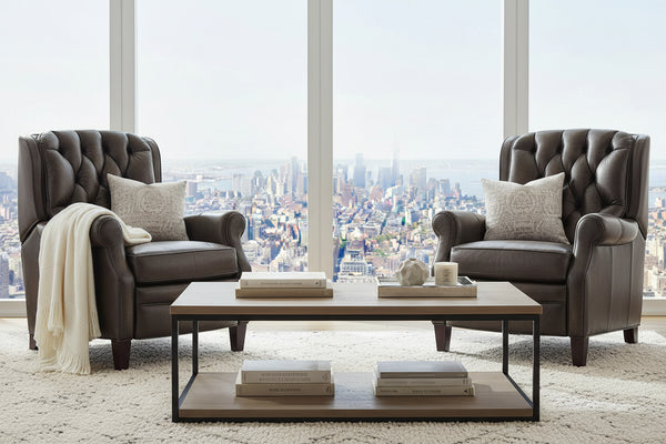 Ernest Castle "Quick Ship" Button Tufted Pillow Back Recliner