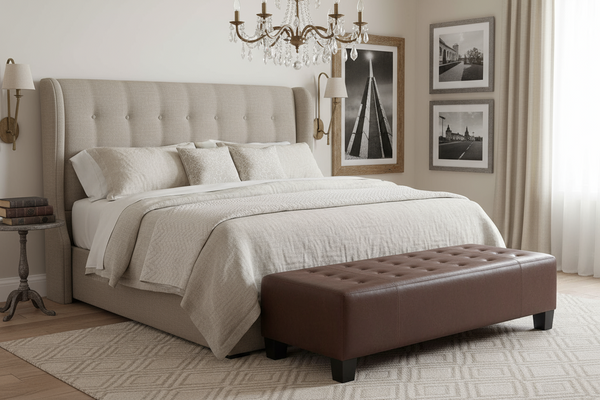 Ethan 60 Inch Long Extra Large Upholstered Coffee Table Ottoman