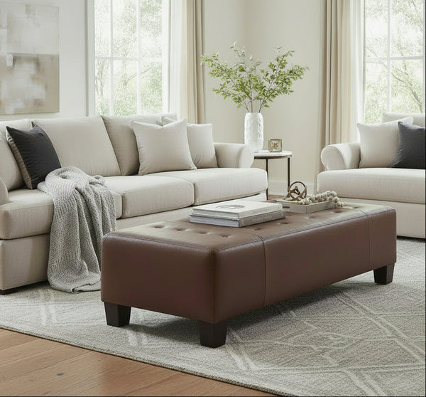 Ethan 60 Inch Long Extra Large Upholstered Coffee Table Ottoman