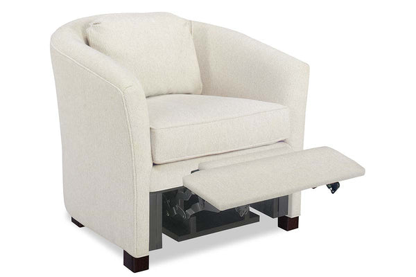 Eve Fabric "Hybrid" Pillow Back Barrel Chair With Power Footrest