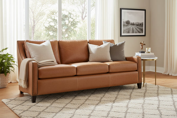 Everett 81 Inch Apartment Size Leather Sofa