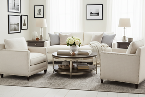 Clementine Track Arm Fabric Accent Chair w/ Nailhead Trim