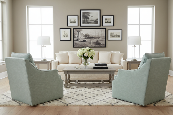 Darcy 360 Degree Swivel Fabric Accent Chair