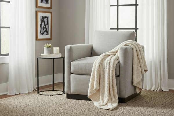 Heidi Modern **Swivel** Accent Chair With Wood Base