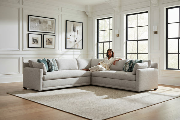 Faith Bench Seat Track Arm Fabric Sectional