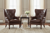 Image of Farrow Event "Quick Ship" Leather Wingback Accent Chair With Button Back
